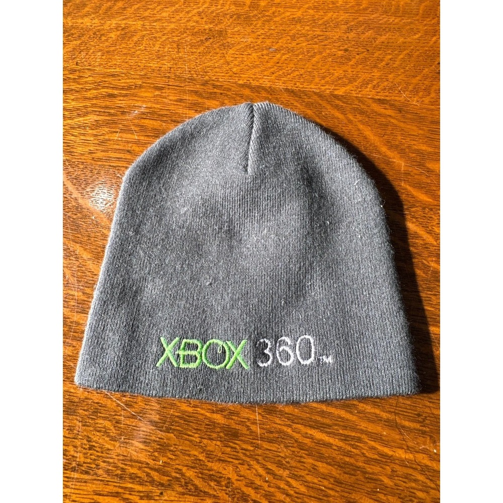 VTG Xbox 360 Hat Beanie Pop Tarts Logo One Size Gray Knit Winter Geek Nerd Mens - Picture 2 of 2